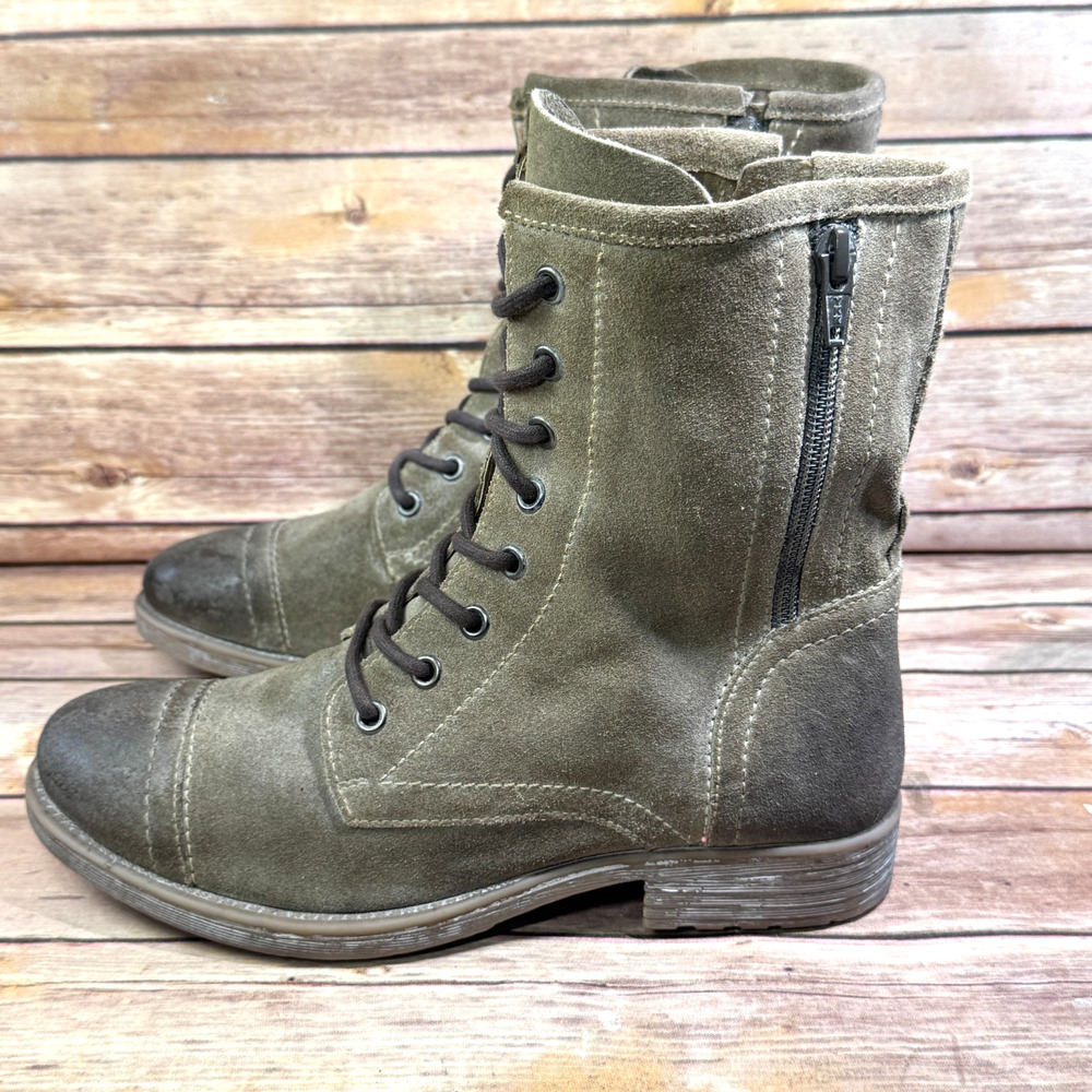 Roan Bed Stu Affair Distressed Hand Finished Suede Cap Toe Combat Boots 8.5 - Picture 4 of 9